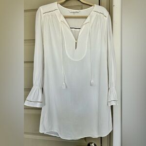 Trina Turk White Mini Dress with Tassel Tie